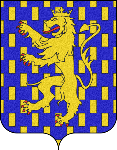 Coat of Arms of Franche-Comté - D'azur semé de billettes d'or au lion du même, armé et lampassé de gueules.