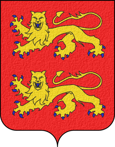 Coat of Arms of Haute-Normandie - De gueules aux deux léopards d'or armés et lampassés d'azur passant l'un sur l'autre.