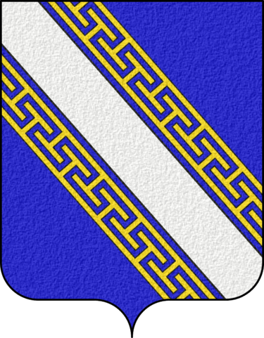 Coat of Arms of Champagne-Ardenne - D'azur à la bande d'argent côtoyée de deux doubles cotices potencées et contre-potencées d'or.