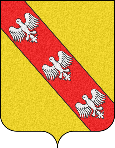 Coat of Arms of Lorraine - D'or, à la bande de gueules, chargée de trois alérions d'argent.