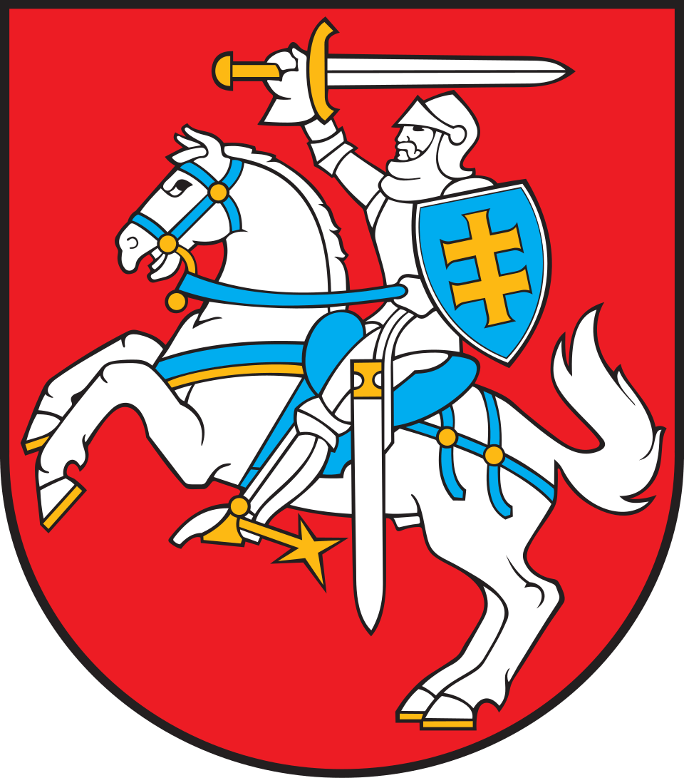 Coat of Arms of Lithuania - The coat of arms of Lithuania features an armoured knight on horseback, wielding a sword and carrying a shield with a...