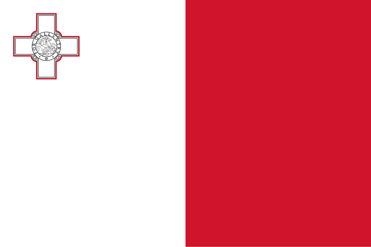 Flag of Malta - The flag of Malta is a bicolour, with white in the hoist and red in the fly.
