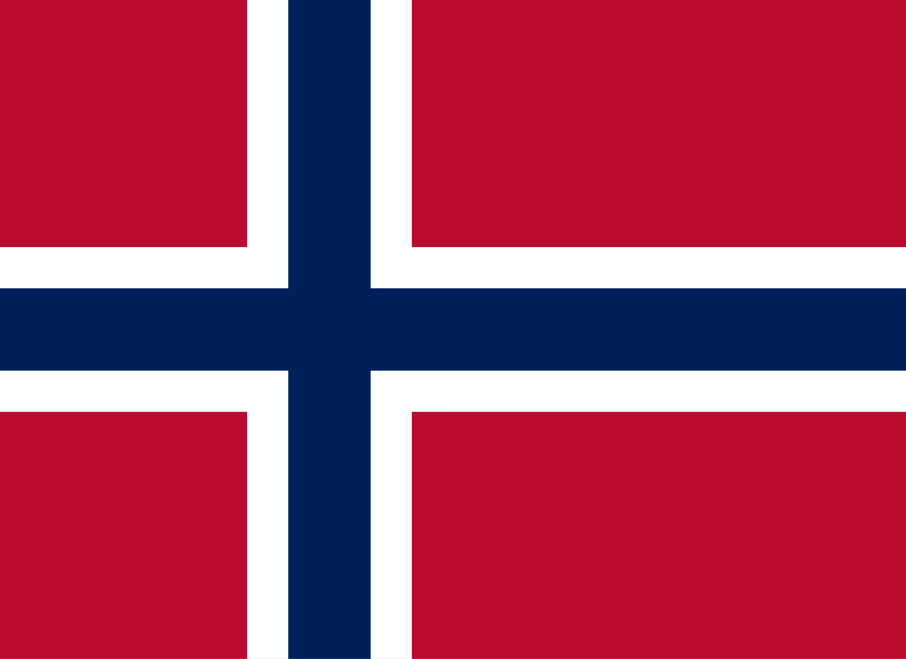Flag of Norway - The national flag of Norway is red with a navy blue Scandinavian cross bordered in white that extends to the edges of the flag; the vertical...