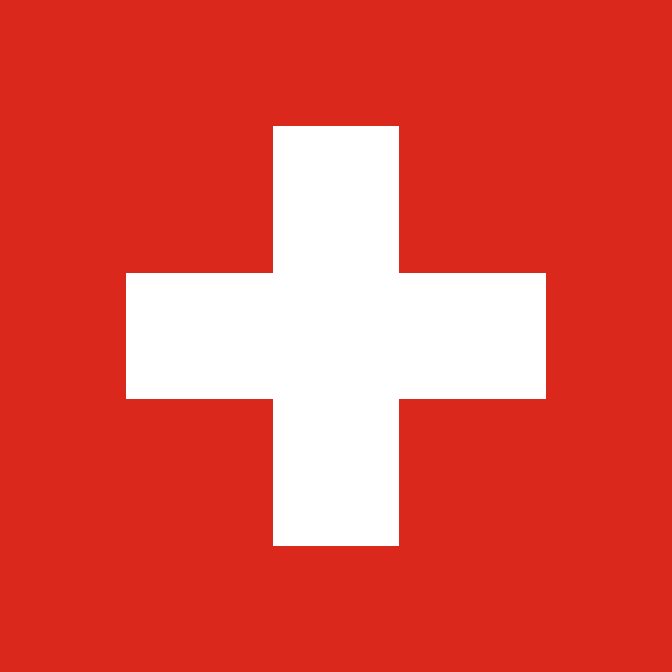 Flag of Switzerland — white cross on a square red field