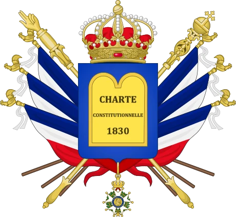 Armoiries de la Monarchie de Juillet : d’azur à la Charte constitutionnelle de 1830 d’or