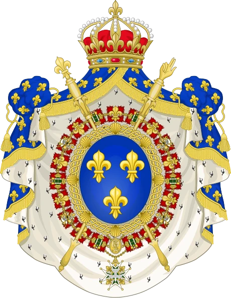 Armoiries de la Restauration : d’azur à trois fleurs de lis d’or sous la couronne royale