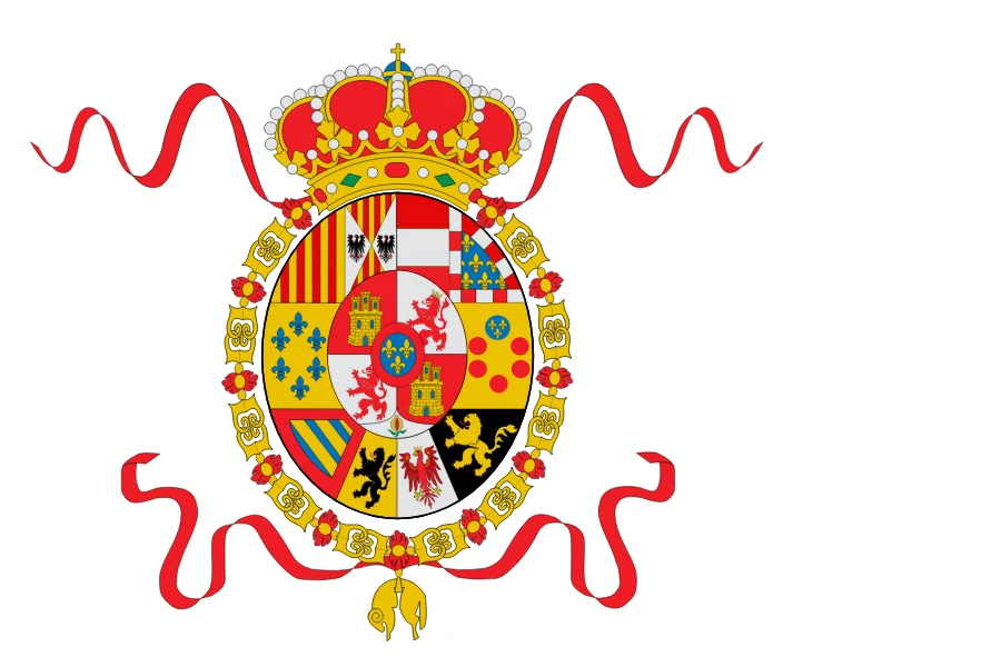 Pabellón naval de Carlos III: las armas reales de 1760 sobre fondo blanco