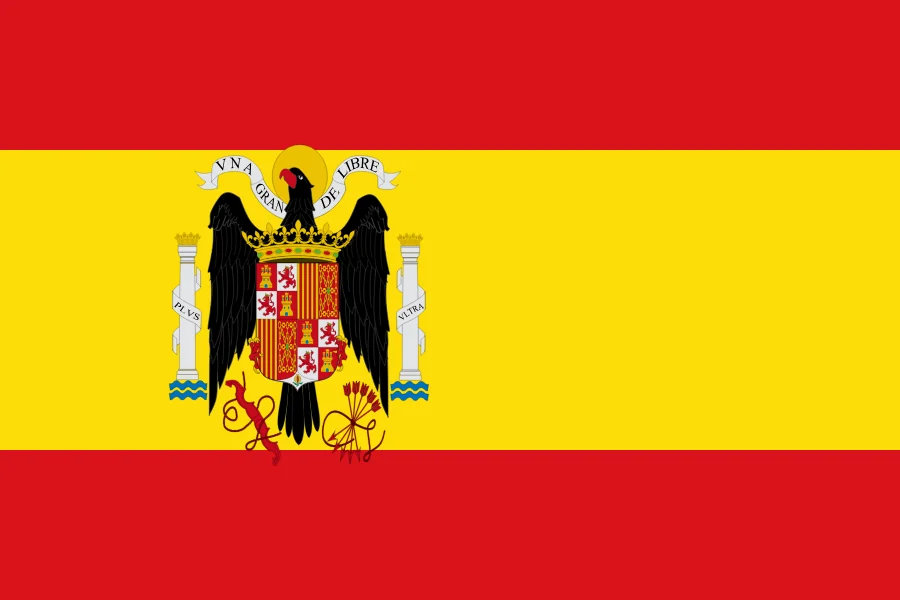 Bandera de 1938: la rojigualda con el escudo del águila de San Juan