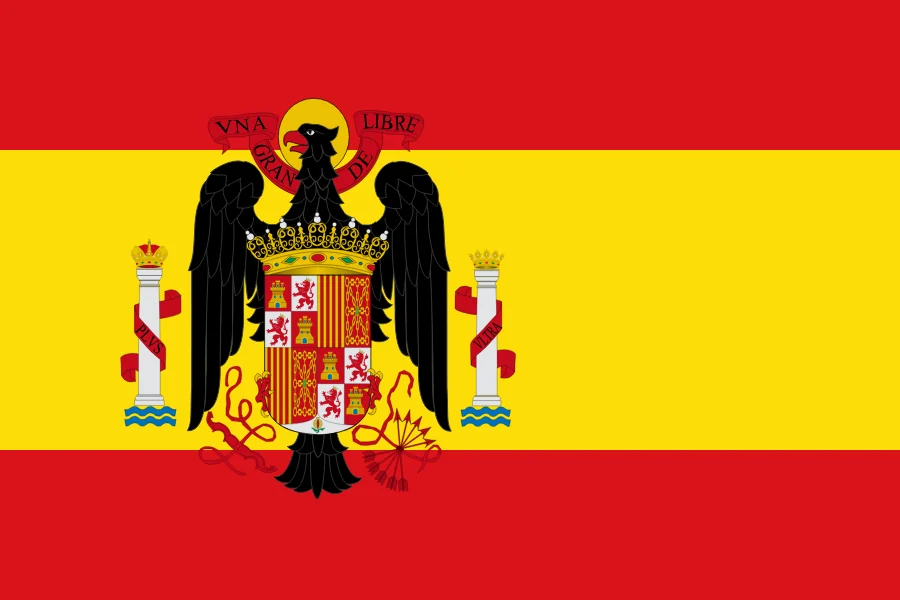 Bandera de 1945: la rojigualda con el escudo del águila, modelo de 1945