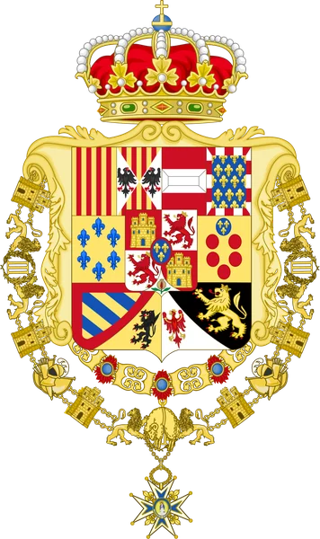 Escudo de Carlos III con las armas de Parma y Toscana y el collar de la Orden de Carlos III