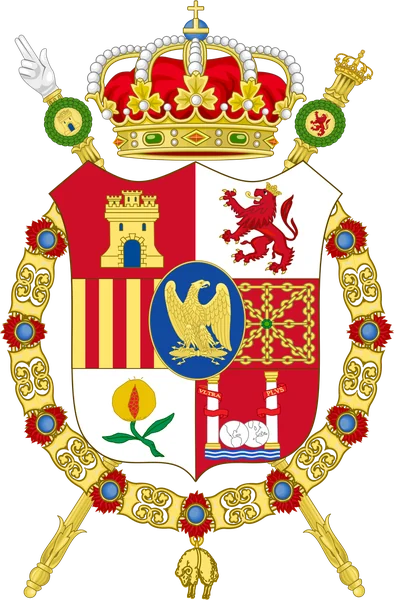 Escudo de José Bonaparte: seis cuarteles con el águila de los Bonaparte en el centro