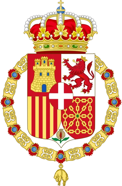 Escudo de Amadeo de Saboya: la cruz de Saboya en el centro, bajo la corona real