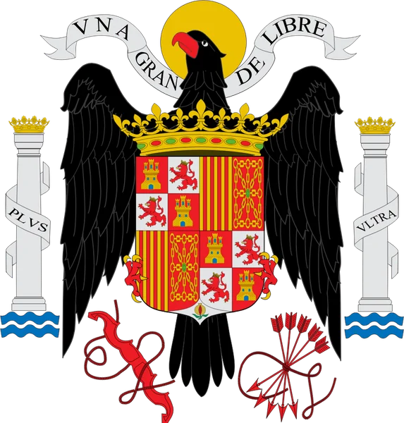 Escudo de 1938: el águila de San Juan con el lema Una, Grande, Libre