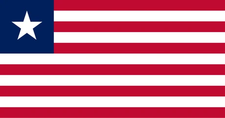Flag of Liberia: eleven red-and-white stripes with a blue canton bearing a single white star