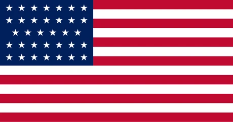 The 34-star Union flag of the American Civil War